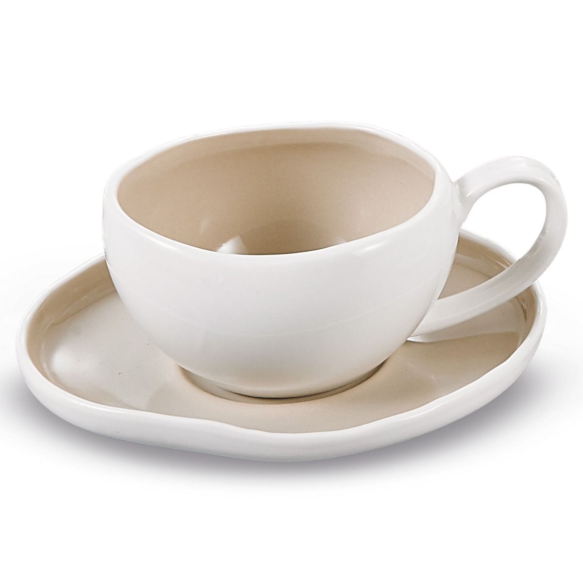 Kaffeetassen Set Beige/Weiß