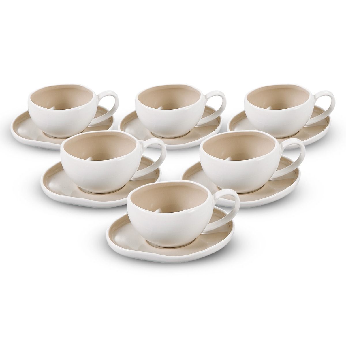 Kaffeetassen Set Beige/Weiß
