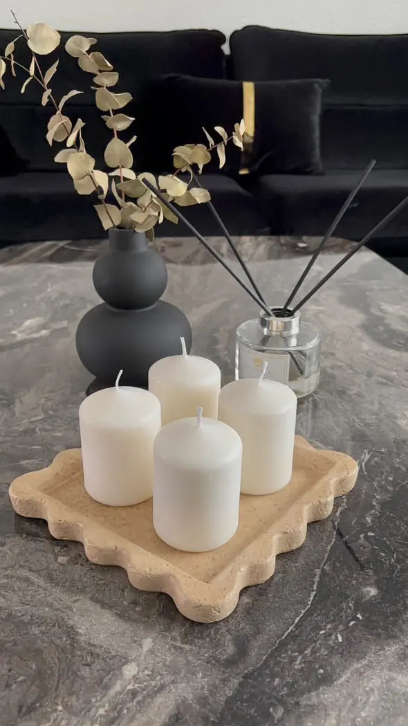 Quadratisches Steinguttablett Beige Selhome
