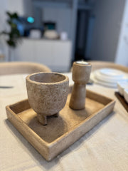 Steinguttablett Rechteckig Beige