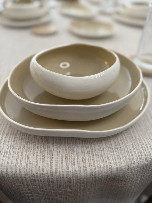 BRICARD BARLES GESCHIRR SET | WEIß-TAUPE 25-TEILIG