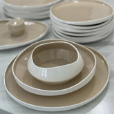 BRICARD BLANZY GESCHIRR SET | WEIß-BEIGE 27-TEILIG