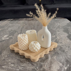 Quadratisches Steinguttablett Beige