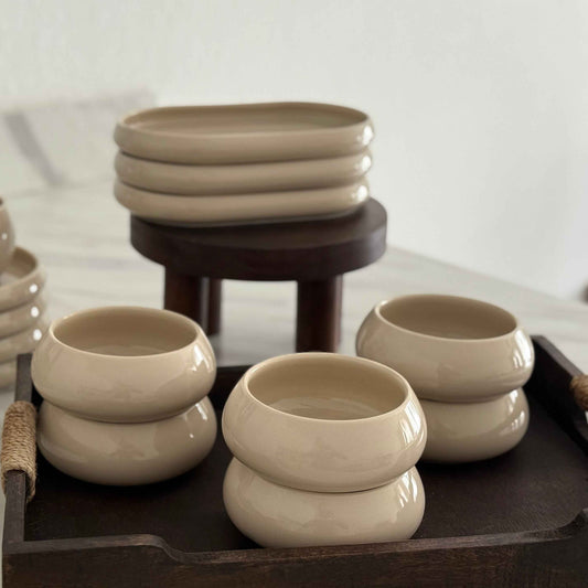 Bondy Schalen rund beige|6-Teilig