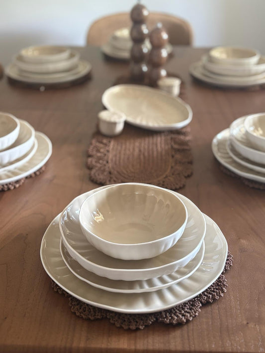 BRICARD REMY GESCHIRR SET | WEIß-BEIGE 27-TEILIG Selhome