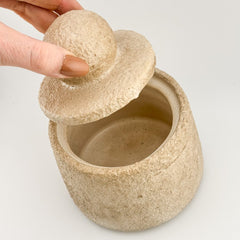 Steingut Behälter mit Deckel Beige