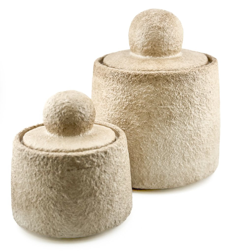 Steingut Behälter mit Deckel Beige Selhome