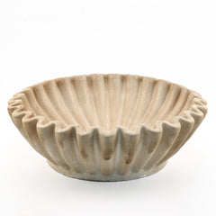 Steingut Schale Ribbel Beige