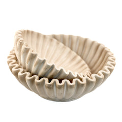 Steingut Schale Ribbel Beige