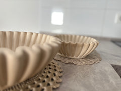 Steingut Schale Ribbel Beige