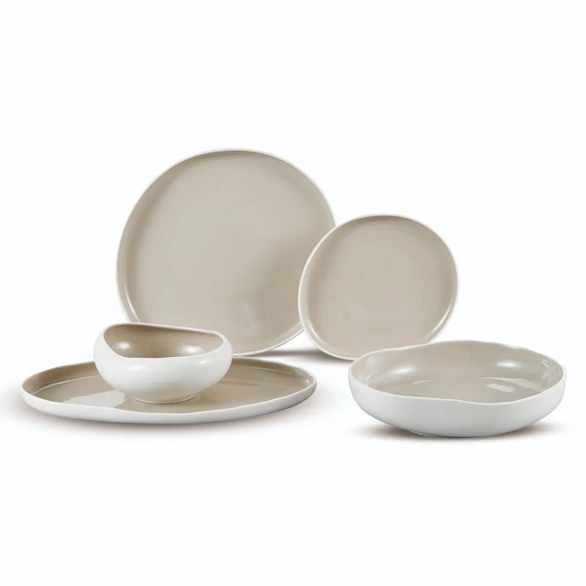 BRICARD BARLES GESCHIRR SET | WEIß-TAUPE 25-TEILIG Selhome