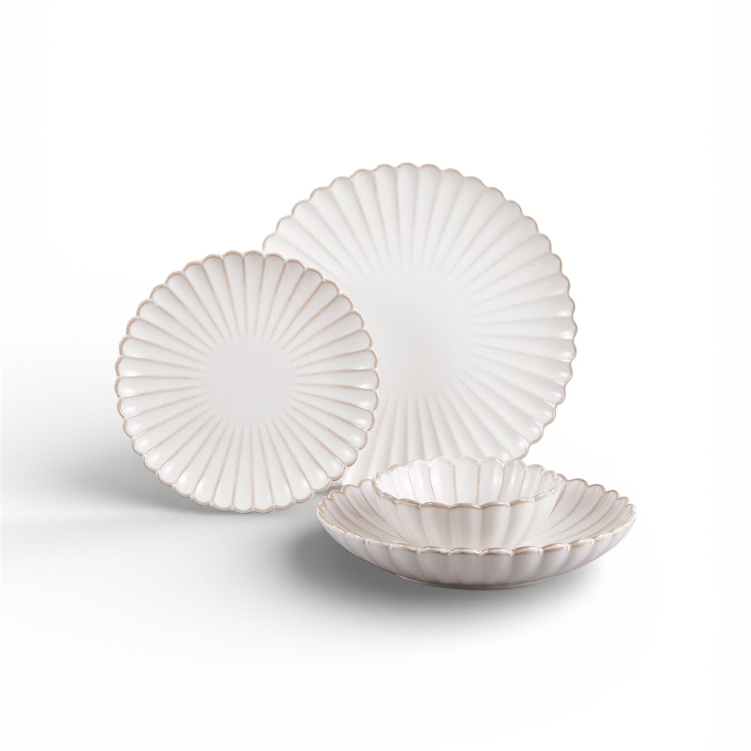 Bloomy Geschirrset| 26-Teilig Weiß/Taupe Selhome