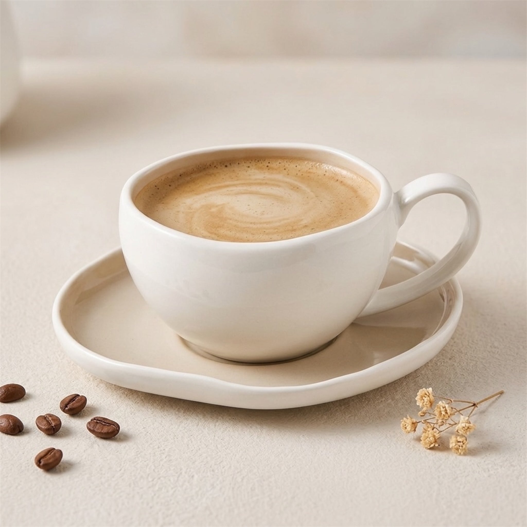 Bricard Barles Kaffeetassen Set | Weiß-Taupe 12-Teilig Selhome