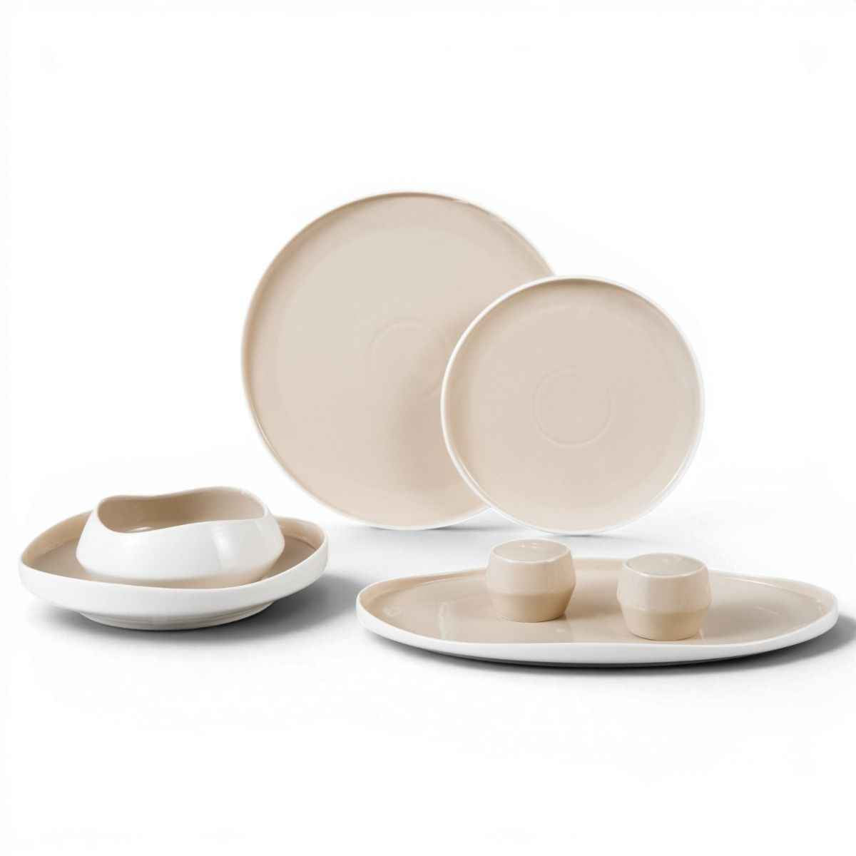 BRICARD BLANZY GESCHIRR SET | WEIß-BEIGE 27-TEILIG