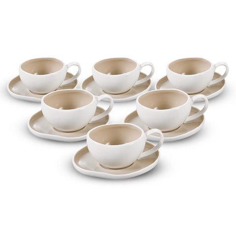 BRICARD BARLES KAFFEE SET | WEIß-TAUPE 12-TEILIG