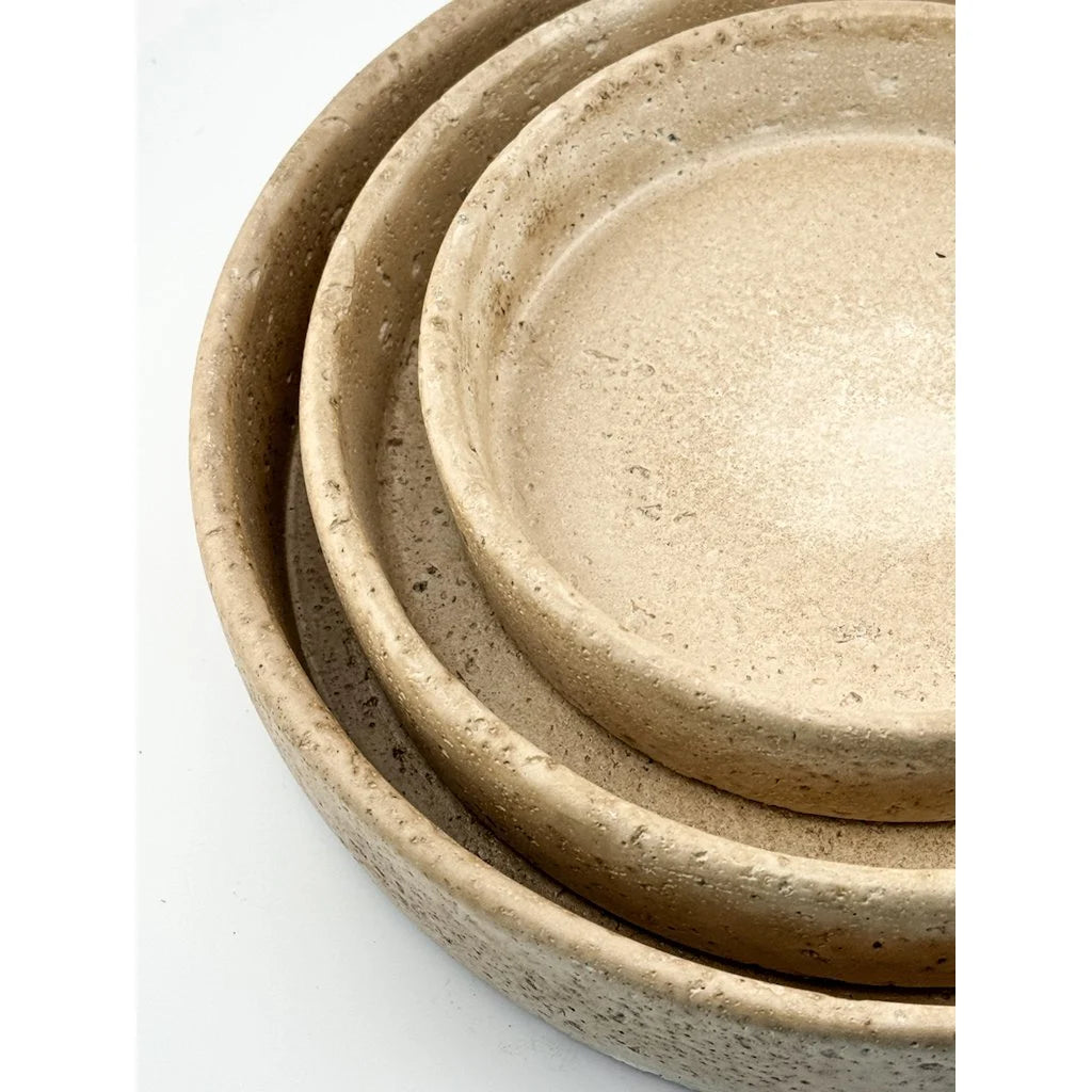 Steinguttablett Rund Beige Selhome