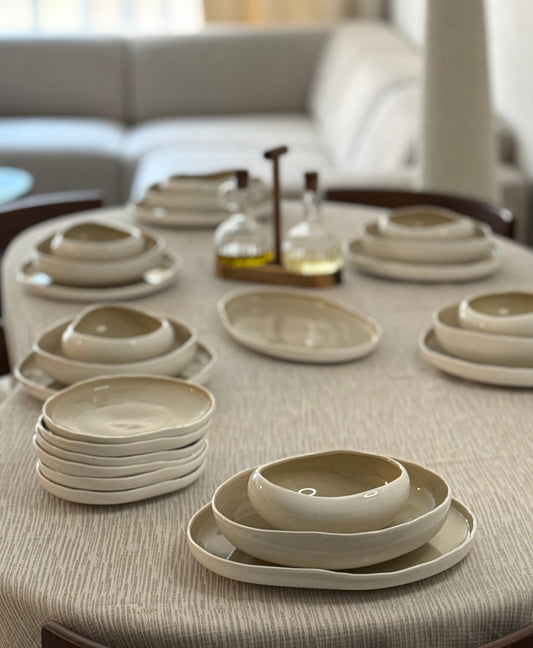 BRICARD BARLES GESCHIRR SET | WEIß-TAUPE 25-TEILIG