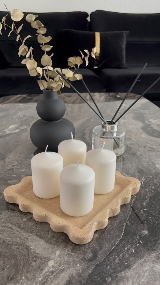 Quadratisches Steinguttablett Beige