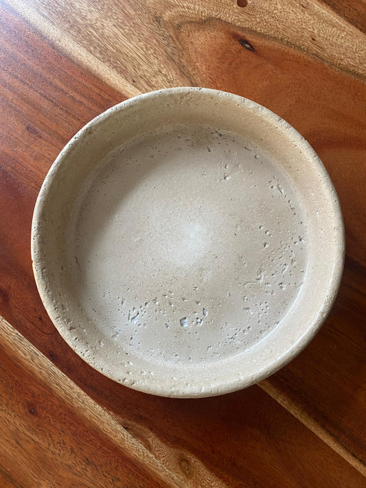 Steinguttablett Rund Beige