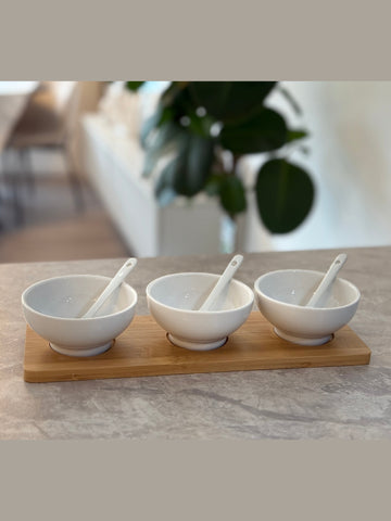 Bambus-Porzellan Servierset 7-Teilig