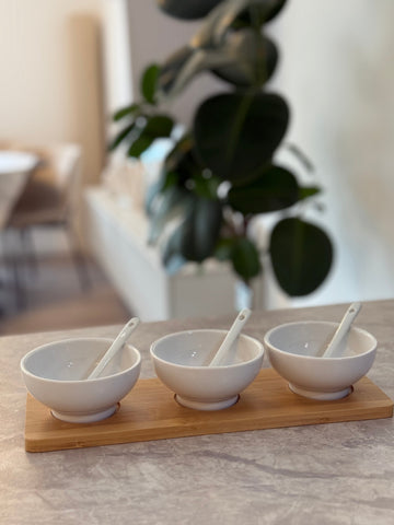 Bambus-Porzellan Servierset 7-Teilig