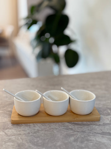 Bambus-Porzellan Servierset 7-Teilig