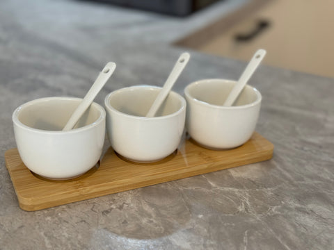 Bambus-Porzellan Servierset 7-Teilig