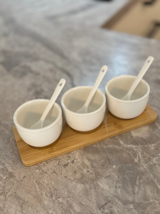 Bambus-Porzellan Servierset 7-Teilig