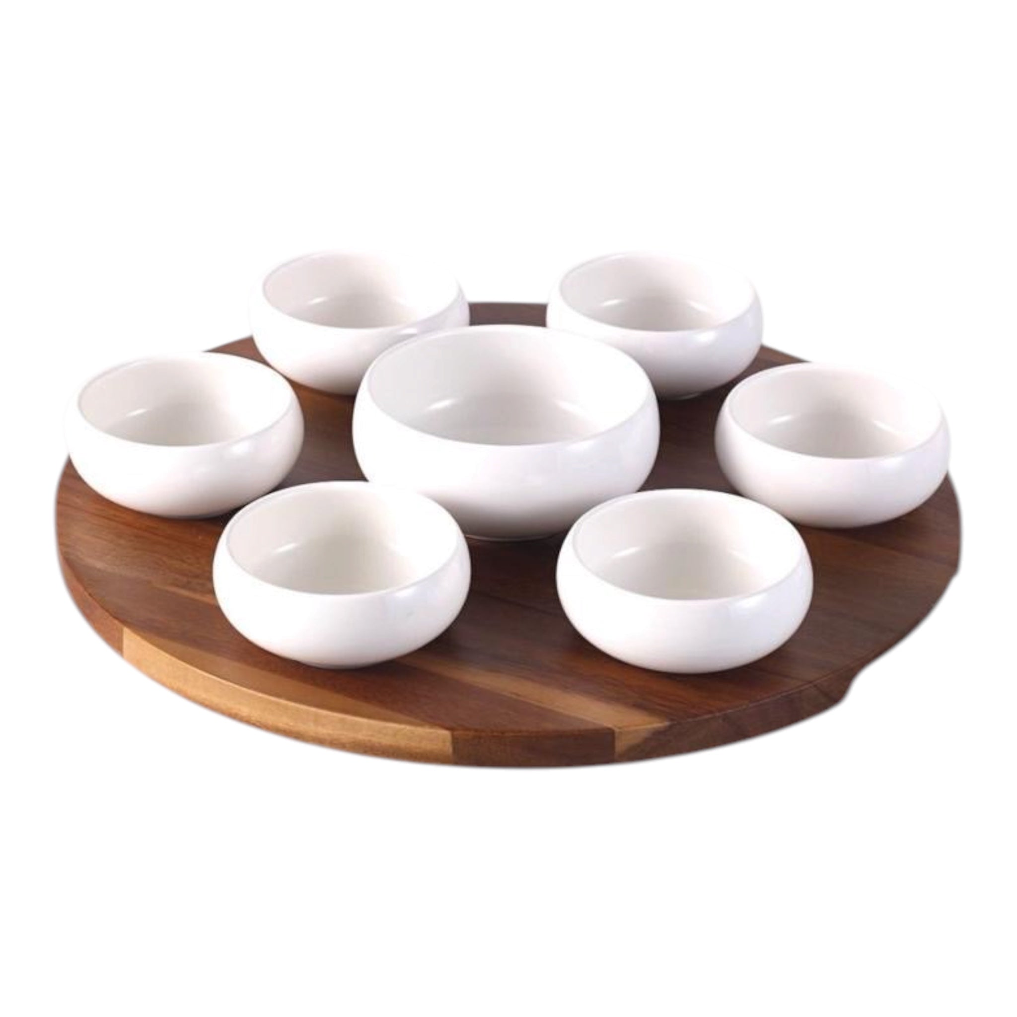 Belicia Servierschalen Set mit drehbaren Akazienholz| 8-Teilig Selhome