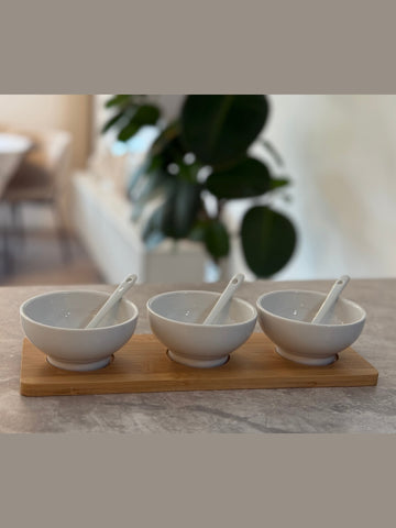 Bambus-Porzellan Servierset 7-Teilig