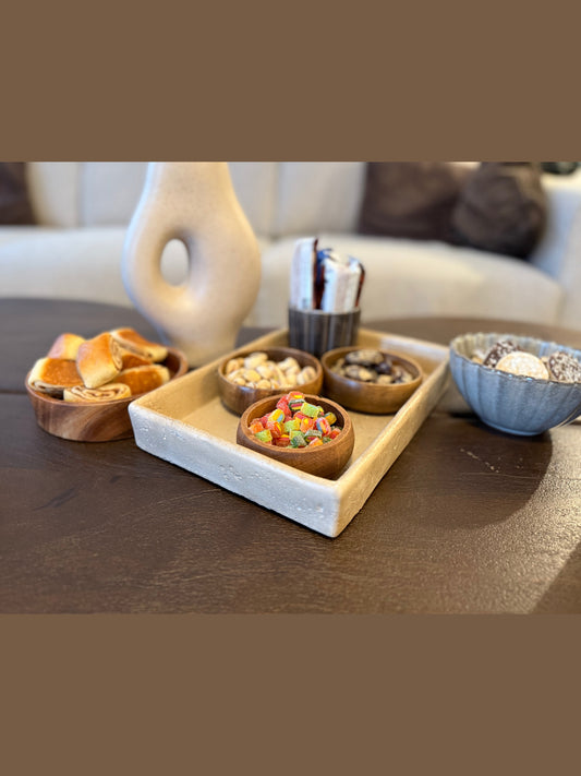 Steinguttablett Rechteckig Beige