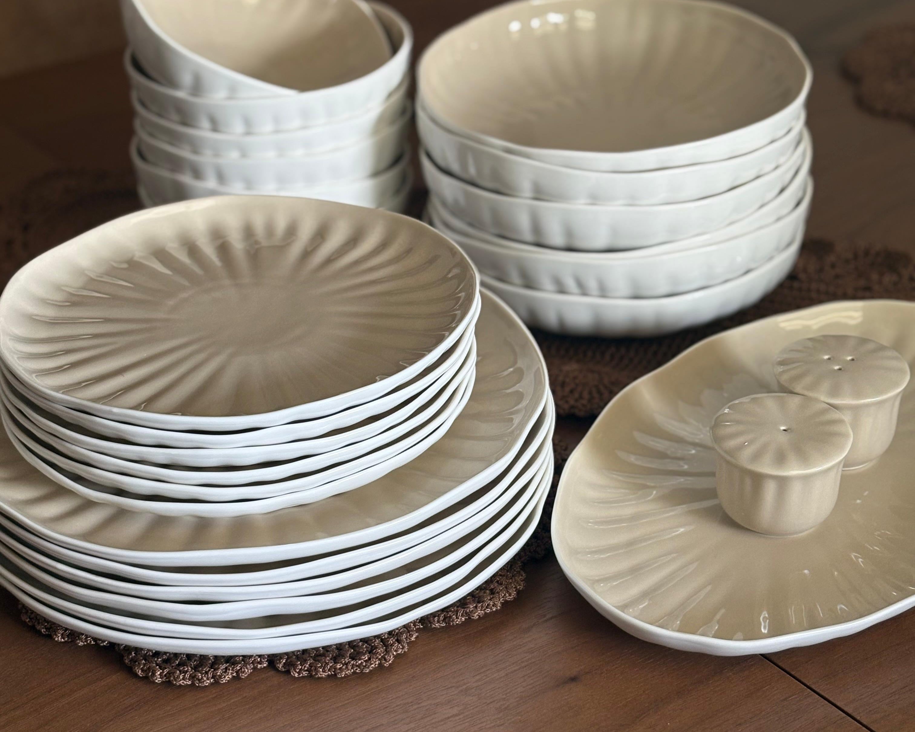 BRICARD REMY GESCHIRR SET | WEIß-BEIGE 27-TEILIG Selhome