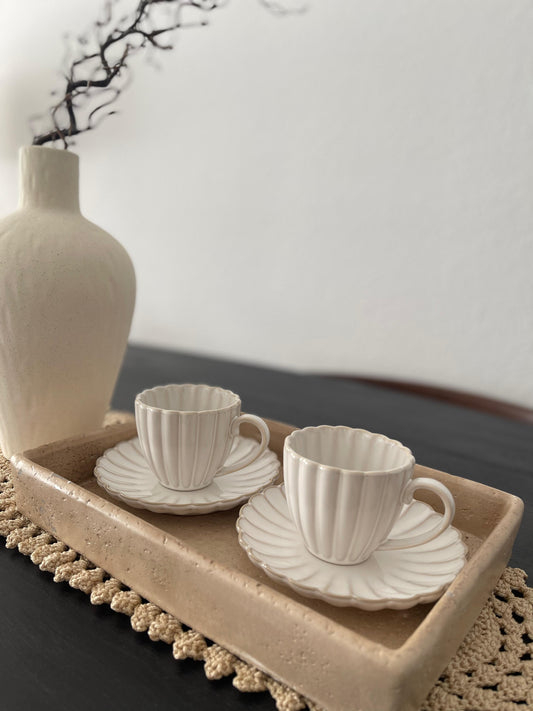 Paris Espressoset| Weiß/Beige 4-Teilig