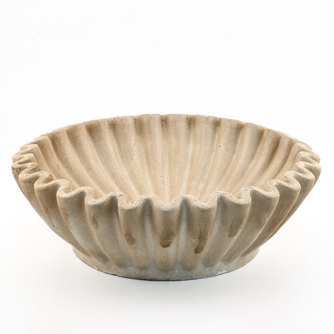 Steingut Schale Ribbel Beige