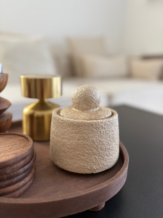 Steingut Behälter mit Deckel Beige