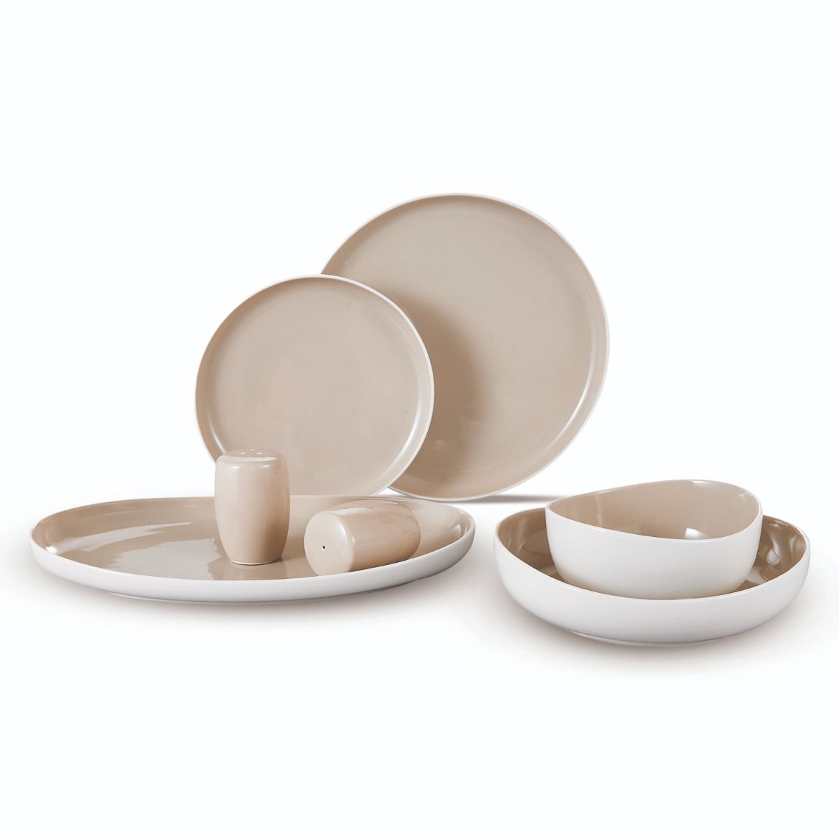 COLMAR GESCHIRRSET | WEISS-TAUPE 27-TEILIG Selhome