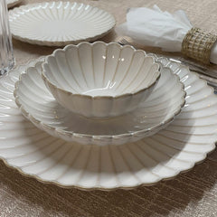 Bloomy Geschirrset| 26-Teilig Weiß/Taupe Selhome