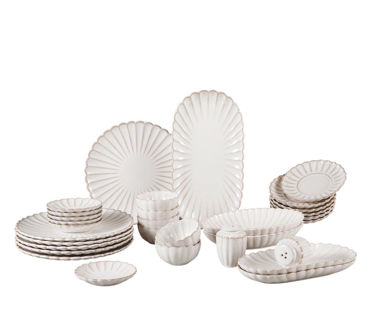 FRÜHSTÜCKSSET BLOOMY| 31-TEILIG WEIẞ/TAUPE