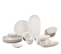 FRÜHSTÜCKSSET BLOOMY| 31-TEILIG WEIẞ/TAUPE